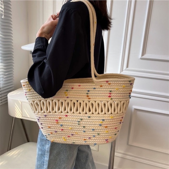 Woven bag summer bag multicolored bag beach vibes cruise - Picture 3 of 6